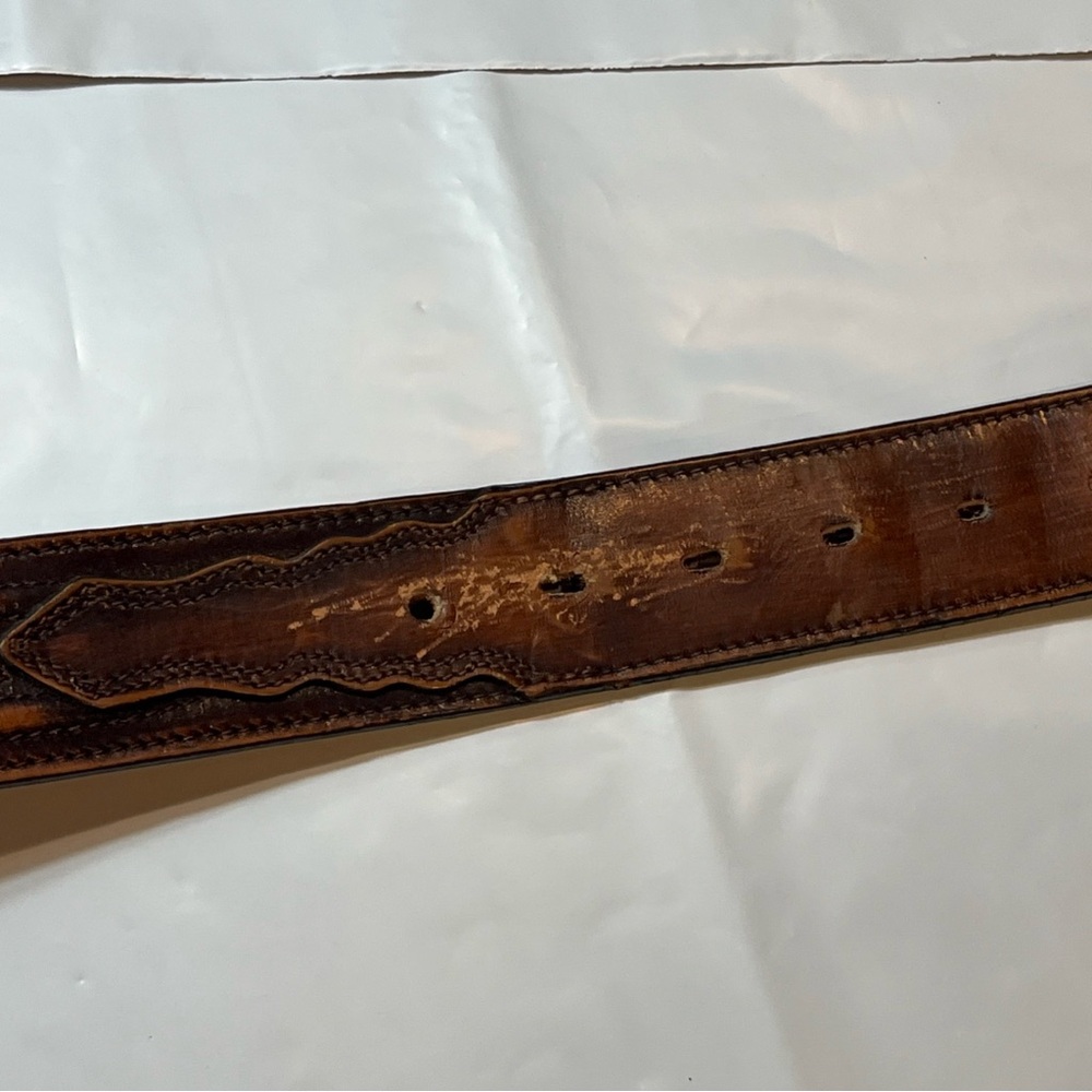 LEEGIN Vtg Men’s BIG TALL Brown Leather BELT 1.5” Wide REMOVABLE BUCKLE, 46-51” - Picture 13 of 16